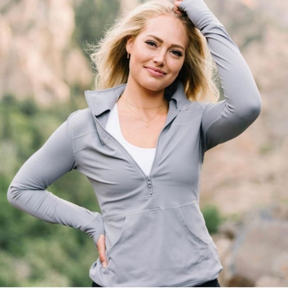Zyia Gray Pocket 1/2 Zip Pullover Size XL